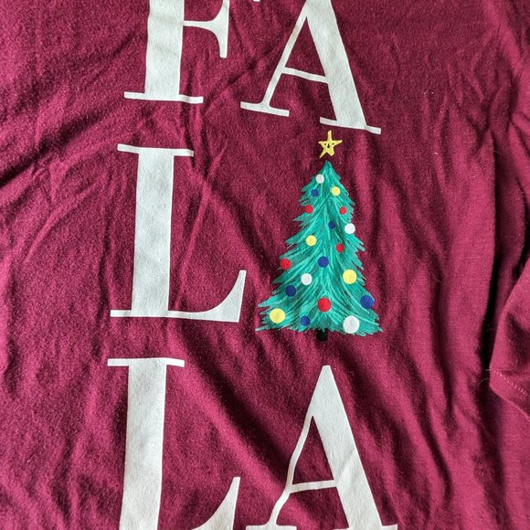 Women's 1X Holiday Tee Wine Colored V Neck - Picture 2 of 9
